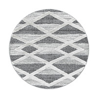 Rond scandinavisch vloerkleed - Pitea Lines Grijs/Creme