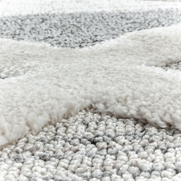 Rond scandinavisch vloerkleed - Pitea Lines Grijs/Creme - 4