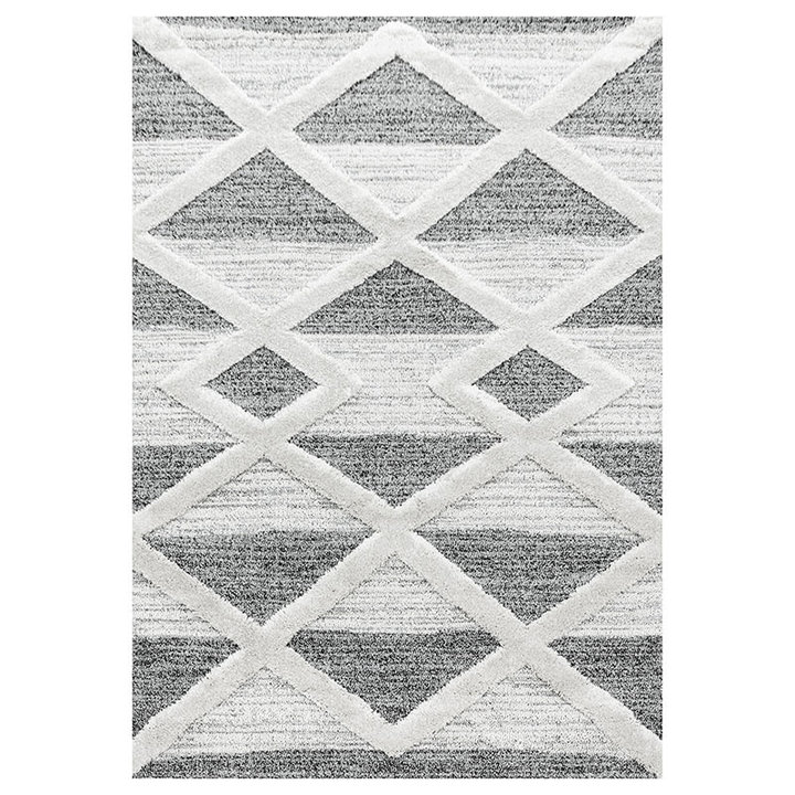 Scandinavisch vloerkleed - Pitea Lines Grijs/Creme - 1