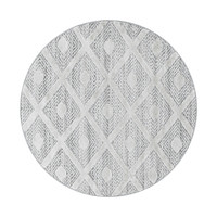 Rond scandinavisch vloerkleed - Pitea Ethno Creme/Grijs