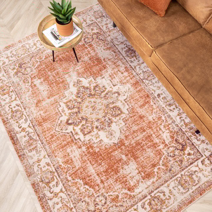 Vintage vloerkleed - Spring Medaillon Terra/Creme - 3