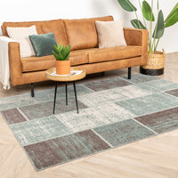 Patchwork vloerkleed - Spring Groen Grijs