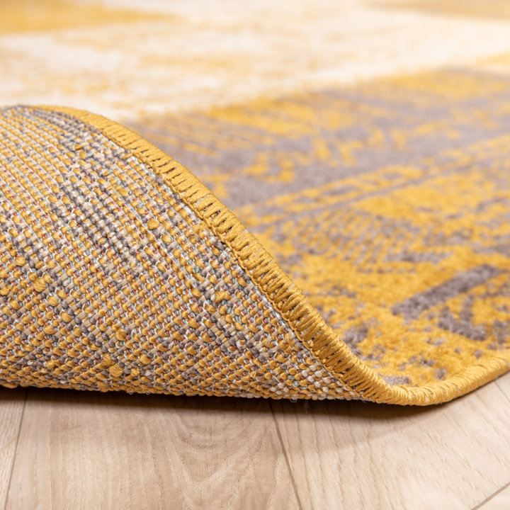 Patchwork vloerkleed - Spring Okergeel/Taupe - 4