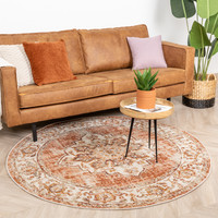 Rond vintage vloerkleed – Spring Medaillon Terra Creme