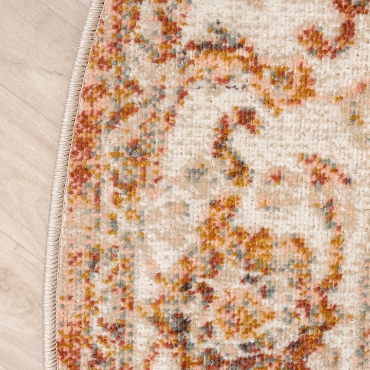 Rond vintage vloerkleed - Spring Medaillon Terra/Creme - 3