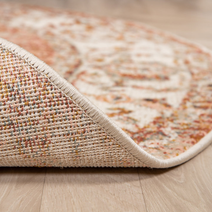 Rond vintage vloerkleed - Spring Medaillon Terra/Creme - 4