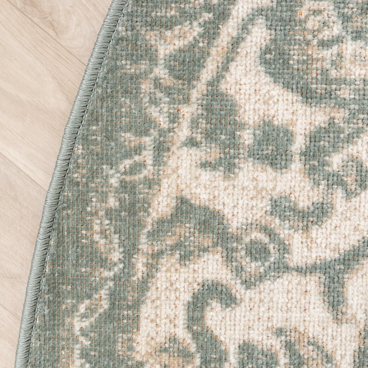 Rond vintage vloerkleed - Spring Medaillon Groen/Creme - 3