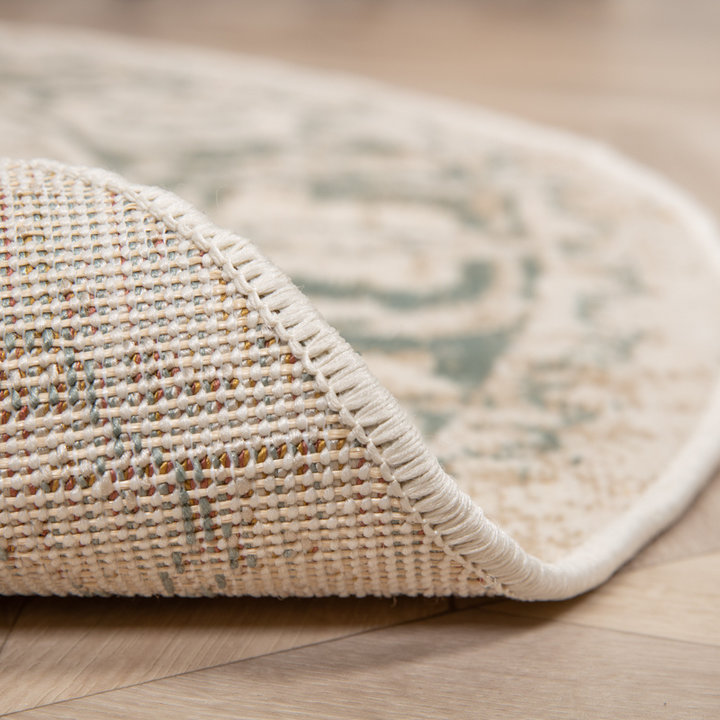 Rond vintage vloerkleed - Spring Medaillon Creme/Groen - 4