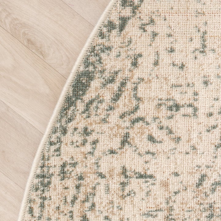 Rond vintage vloerkleed - Spring Ethnic Creme/Groen - 3