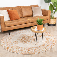Rond vintage vloerkleed – Spring Ethnic Creme Terra