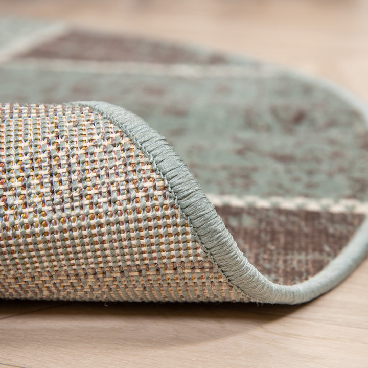 Rond patchwork vloerkleed - Spring Groen/Grijs - 4
