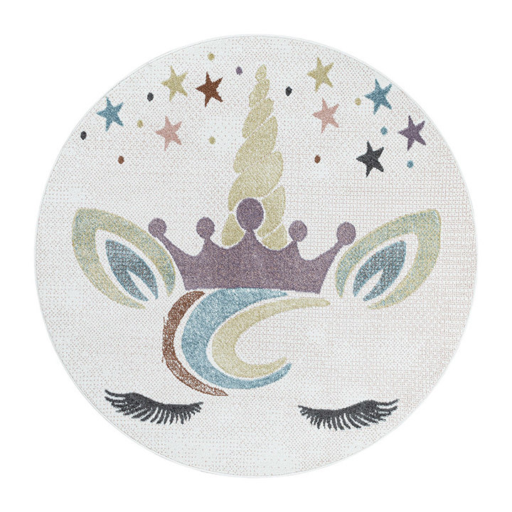 Rond kindervloerkleed eenhoorn - Lucy Wit