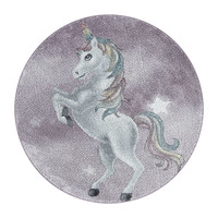 Rond kindervloerkleed - Fleurtje Unicorn Paars
