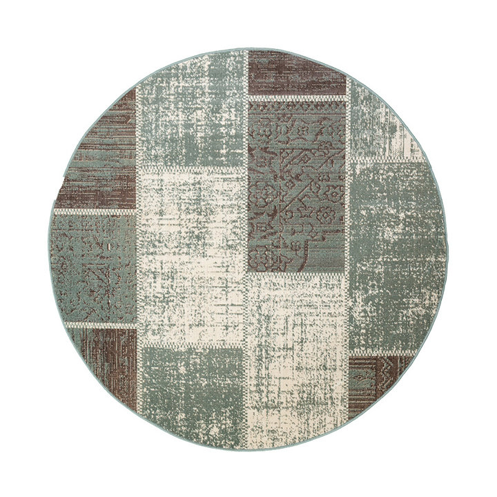 Rond patchwork vloerkleed - Spring Groen/Grijs - 1