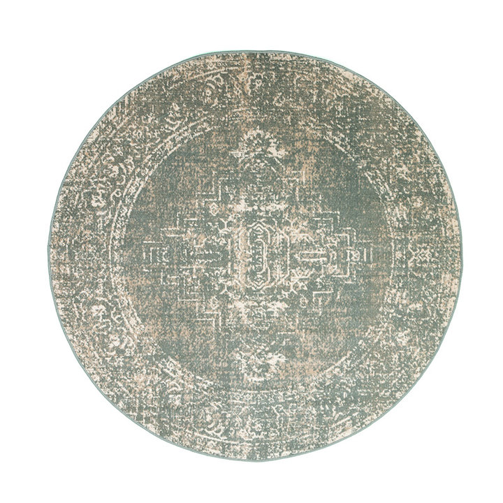 Rond vintage vloerkleed - Spring Ethnic Groen/Creme - 1