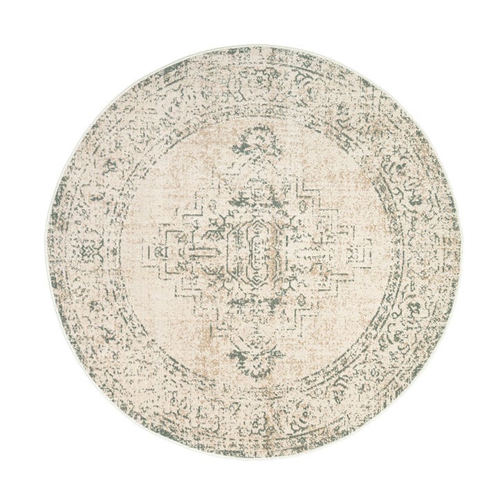 Rond vintage vloerkleed - Spring Ethnic Creme/Groen - 1