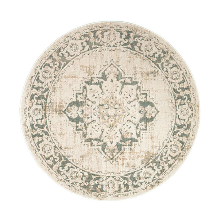 Rond vintage vloerkleed - Spring Medaillon Creme/Groen - 1
