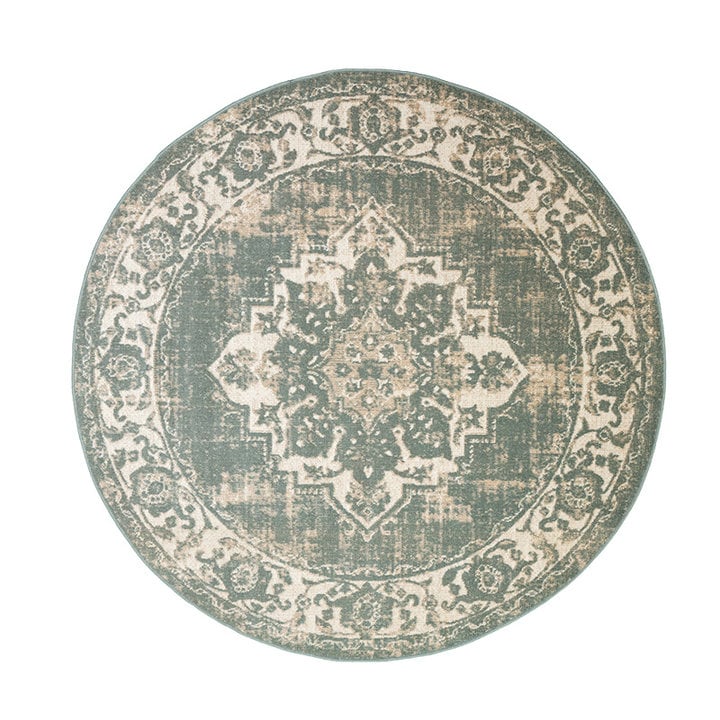 Rond vintage vloerkleed - Spring Medaillon Groen/Creme - 1