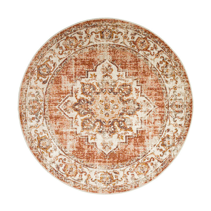 Rond vintage vloerkleed - Spring Medaillon Terra/Creme - 1