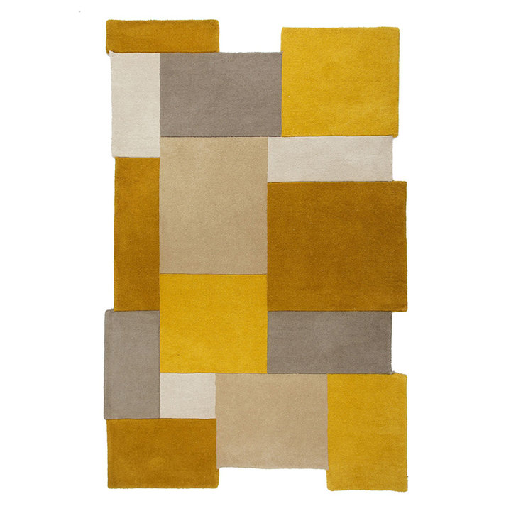 Abstract vloerkleed - Stracto Collage Okergeel - 1
