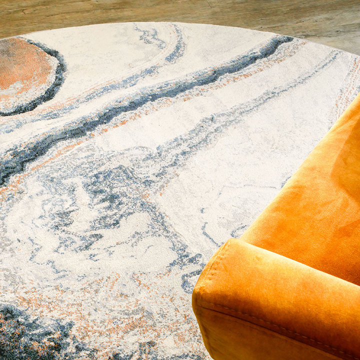 Rond modern vloerkleed - Aspen Blauw 8656 - 2