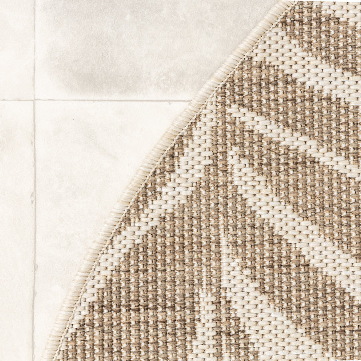Rond jute buitenkleed - Nomad Leaves Creme - 4