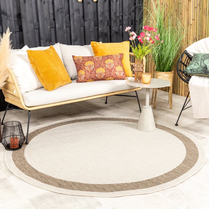 Rond jute buitenkleed - Nomad Edge Creme - 3