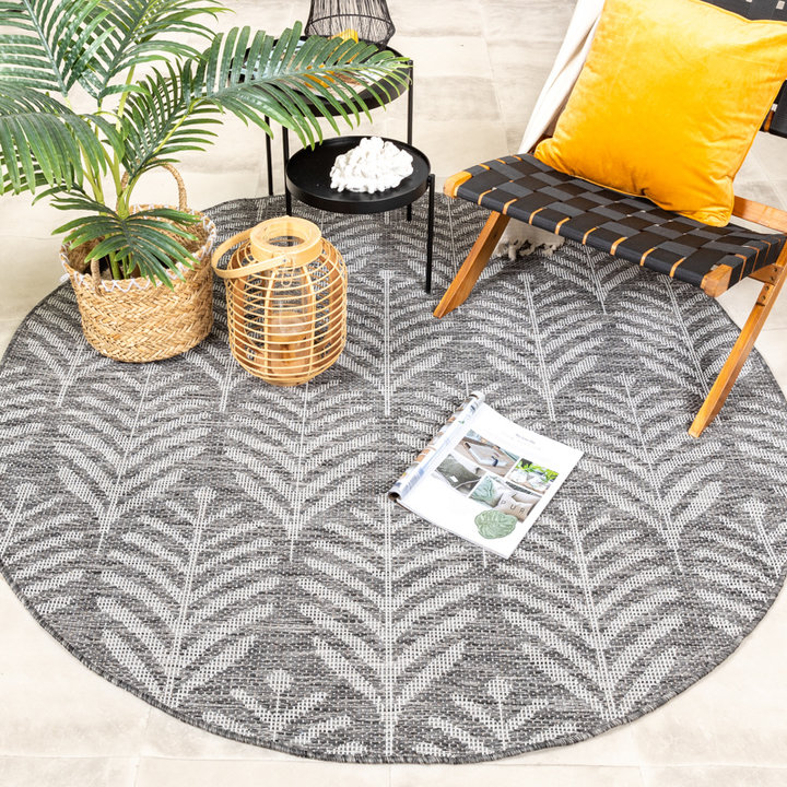 Rond buitenkleed - Summer Leaves Grijs - 3