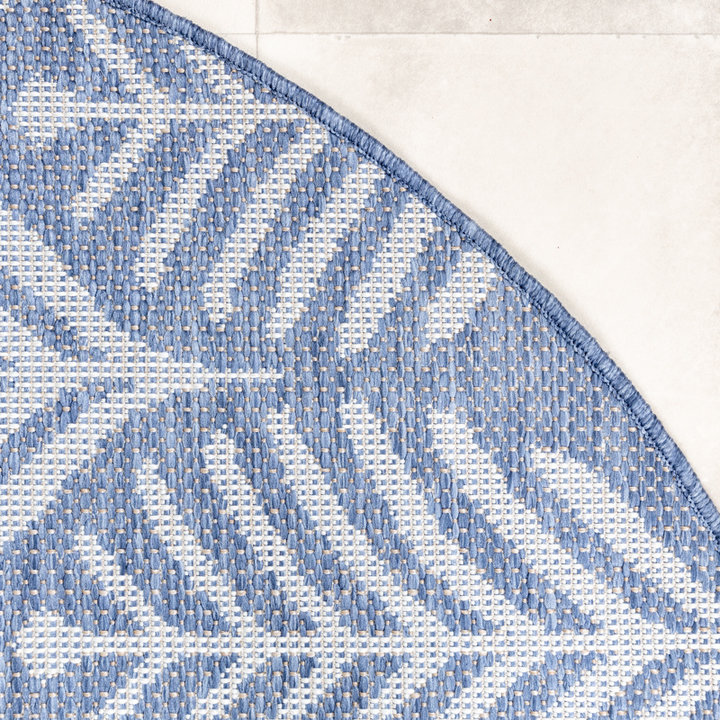 Rond buitenkleed - Summer Leaves Blauw - 4