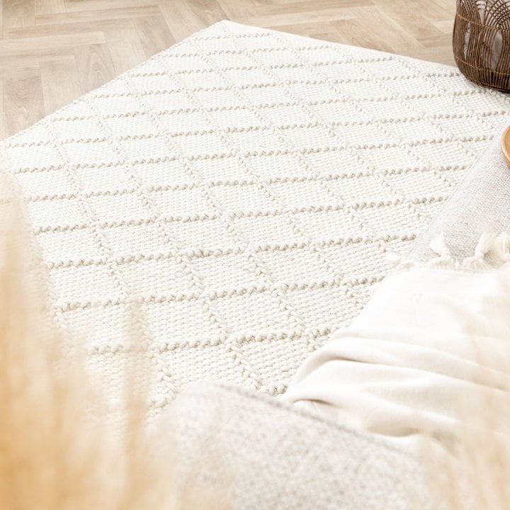 Wol gevlochten vloerkleed - Knit Creme - 4