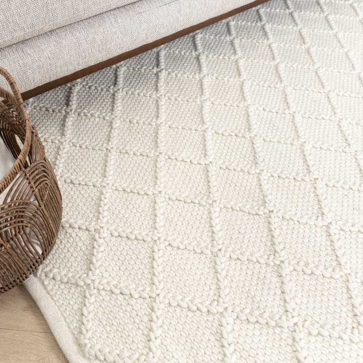 Wol gevlochten vloerkleed - Knit Creme - 5