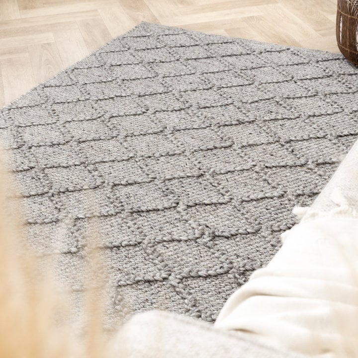 Wol gevlochten vloerkleed - Knit Grijs - 4