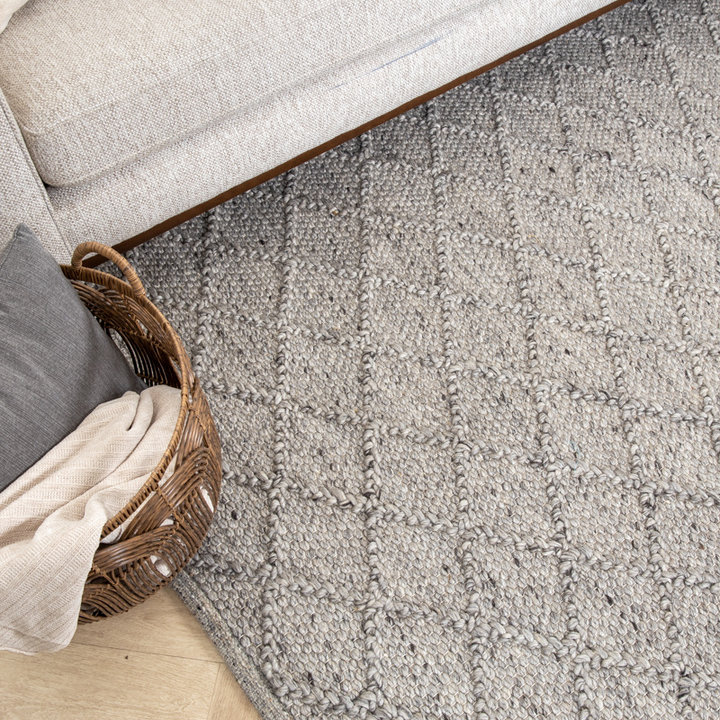 Wol gevlochten vloerkleed - Knit Grijs - 5