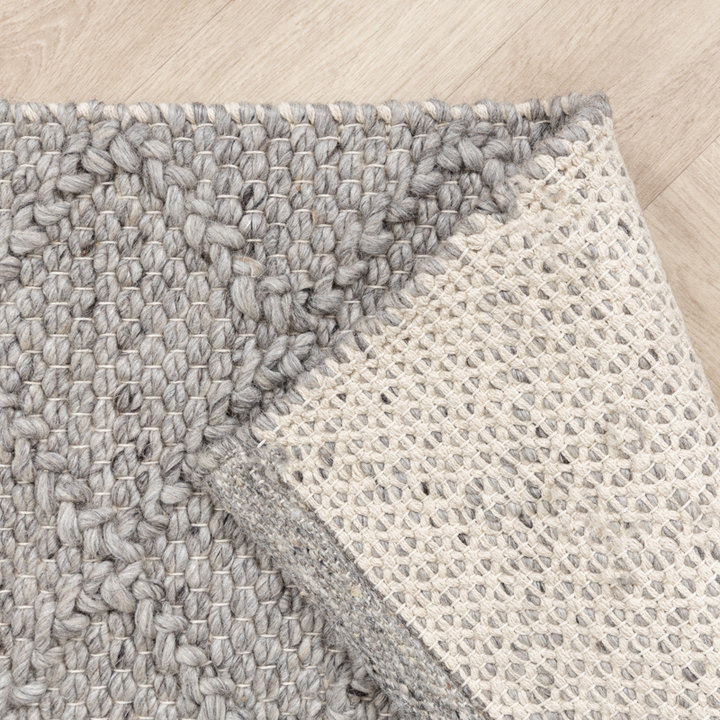 Wol gevlochten vloerkleed - Knit Grijs - 7