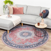 Rond vintage vloerkleed - Lily Medaillon Rood Roze