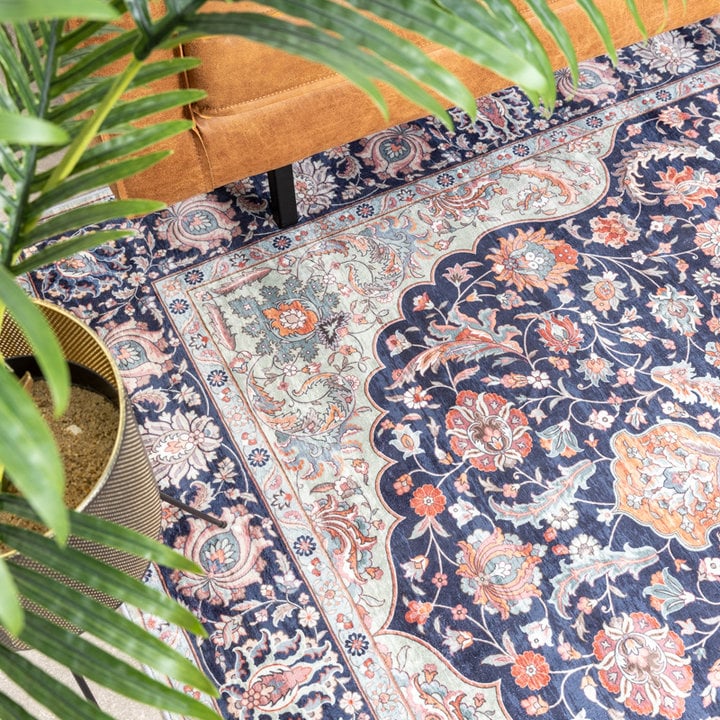 Vintage vloerkleed - Imagine Medaillon Blauw - 3
