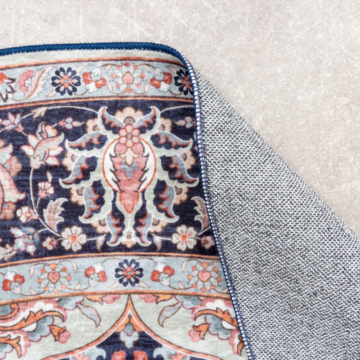 Rond vintage vloerkleed - Imagine Medaillon Blauw - 4