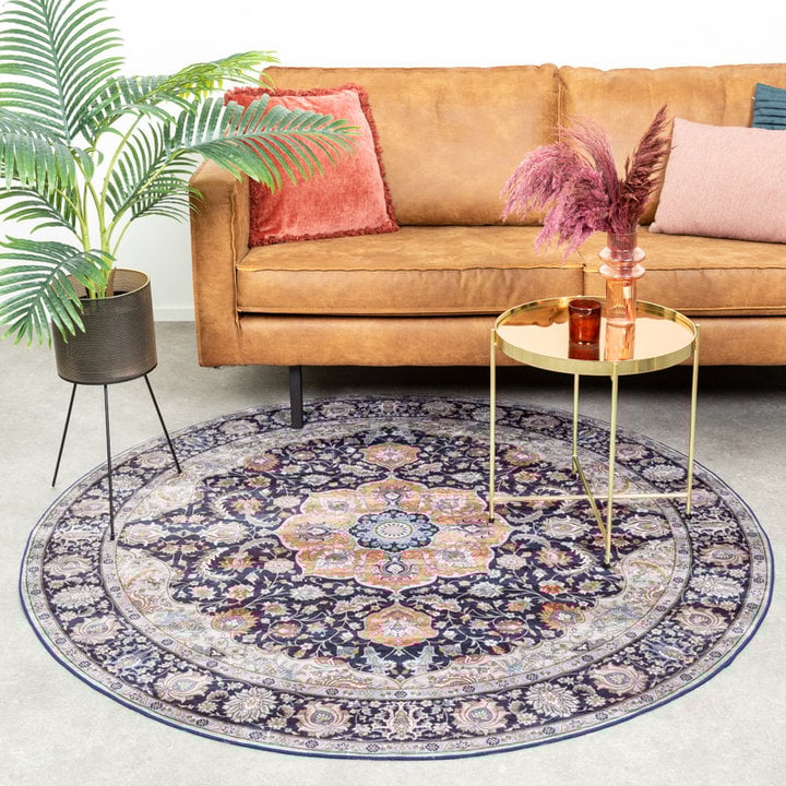 Rond vintage vloerkleed - Imagine Medaillon Blauw - 5