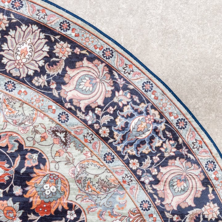 Rond vintage vloerkleed - Imagine Medaillon Blauw - 3