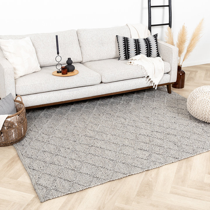 Wol gevlochten vloerkleed - Knit Grijs - 3