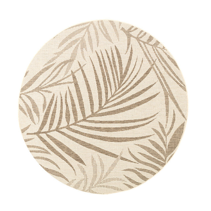 Rond jute buitenkleed - Nomad Leaves Creme - 1