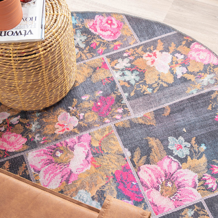 Rond Rozenkelim vloerkleed - Rosa Pink - 3