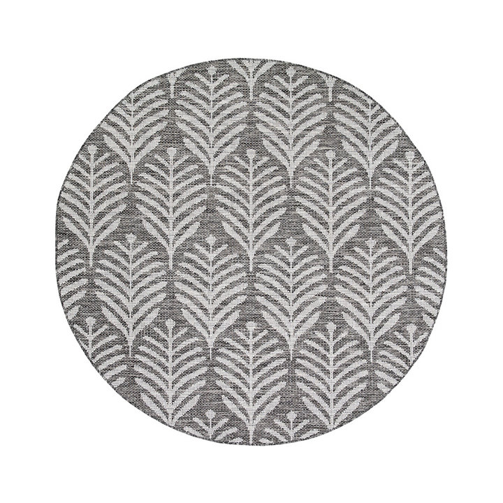 Rond buitenkleed - Summer Leaves Grijs - 1