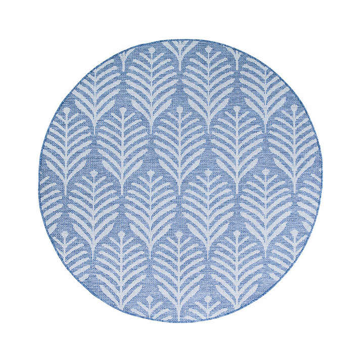 Rond buitenkleed - Summer Leaves Blauw - 1