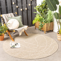 Rond modern buitenkleed - Porto Lines Creme