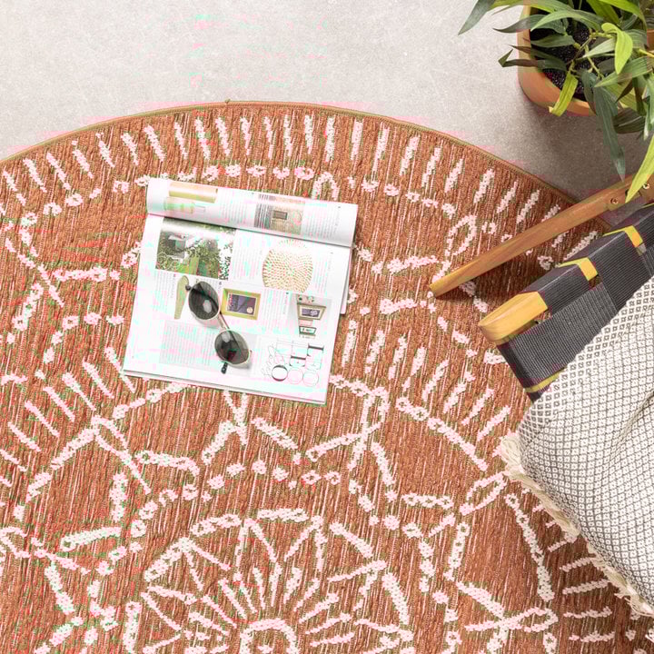 Rond modern buitenkleed - Porto Aztec Terra - 2