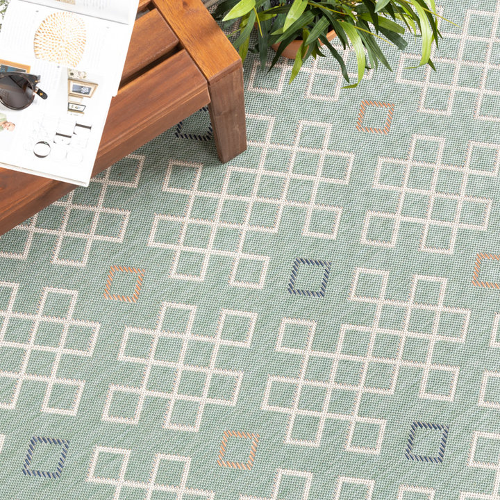 Rond modern buitenkleed - Playa Geo Groen - 2