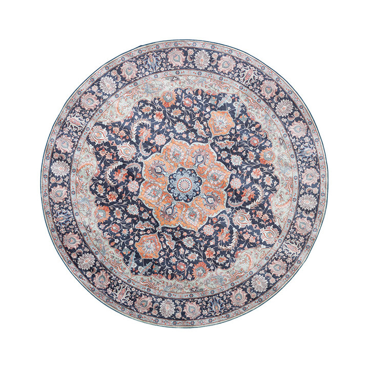 Rond vintage vloerkleed - Imagine Medaillon Blauw - 1