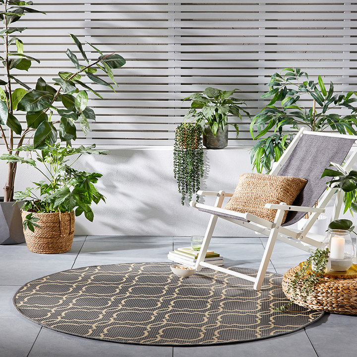 Rond buitenkleed - Floreno Milan Antraciet/Beige