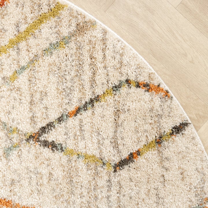 Rond hoogpolig vloerkleed - Blend Diamond Terra - 4